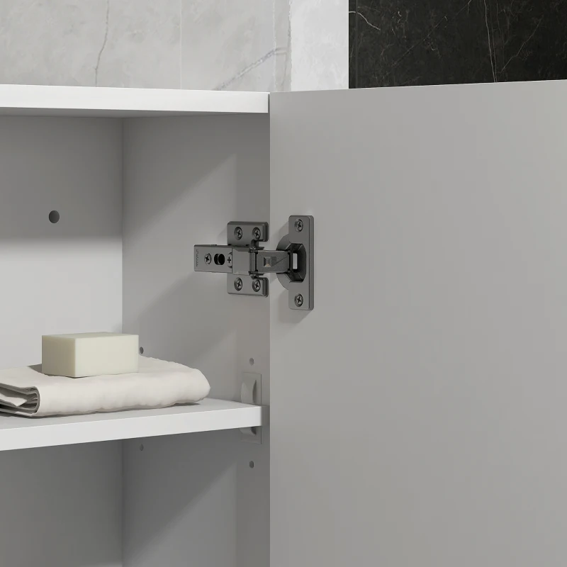 kleankin Bathroom Wall Cabinet, High Gloss Bathroom Storage Cabinet with Soft-Close Door, 3 Shelves, Adjustable Shelf, White