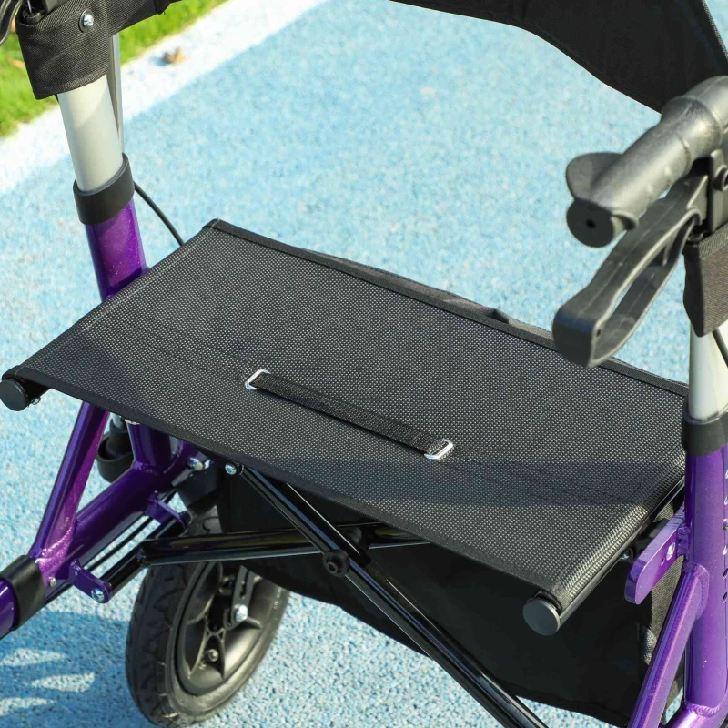 HOMCOM Folding Adjustable Rollator with Dual Brakes & 6 Adjustable Handle Heights for Seniors Purple