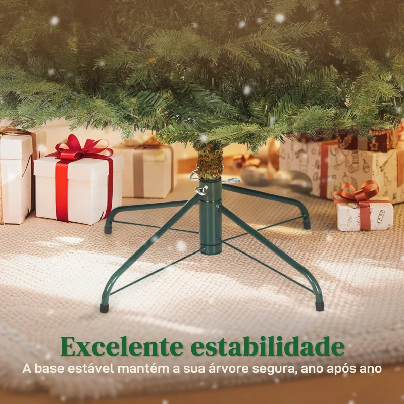 HOMCOM Árvore de Natal Artificial 210 cm com 2322 Ramos Densos Suporte Metálico Dobrável para Interior Verde