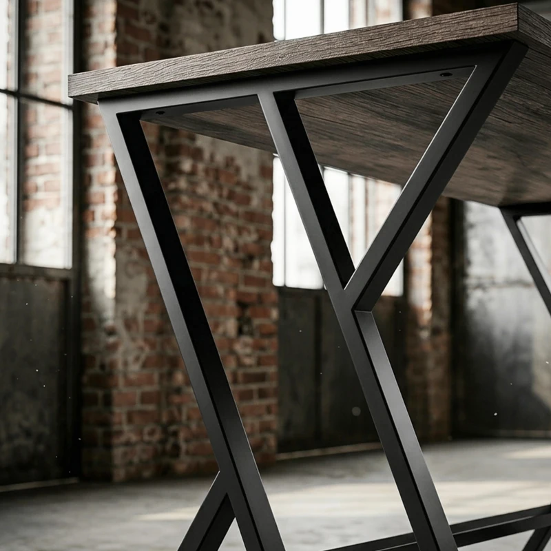 HOMCOM 120 cm Computertafel, Industrieel Bureau met Z-vormig Metalen Frame, Werktafel voor Kantoor, Used-Look Grijs