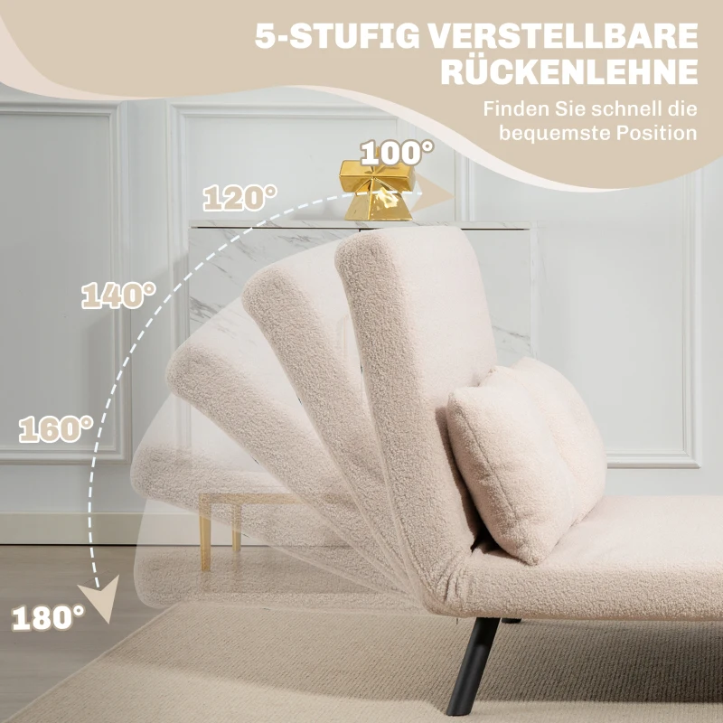 HOMCOM Schlafsofa 2er-Sofa Samtsofa, Schlaffunktion, inkl. 2 Kissen, Samtoptik, Natur + Beige + Schwarz