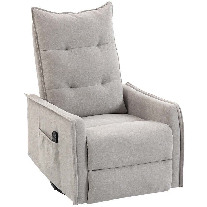 HOMCOM Fauteuil massant inclinable chauffant pivotant en chenille avec repose-pieds et télécommande, Gris clair