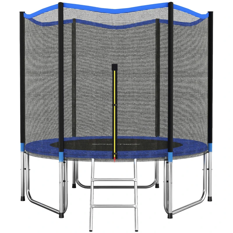 SPORTNOW Trampolim para Crianças Exterior Ø305 cm com Rede de Segurança Escada Acolchoamento de Molas Azul