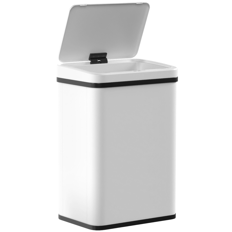 HOMCOM 40L Sensor Bin with Soft-Close Lid, Stainless Steel Automatic Touchless Motion Sensor Kitchen Bin, White