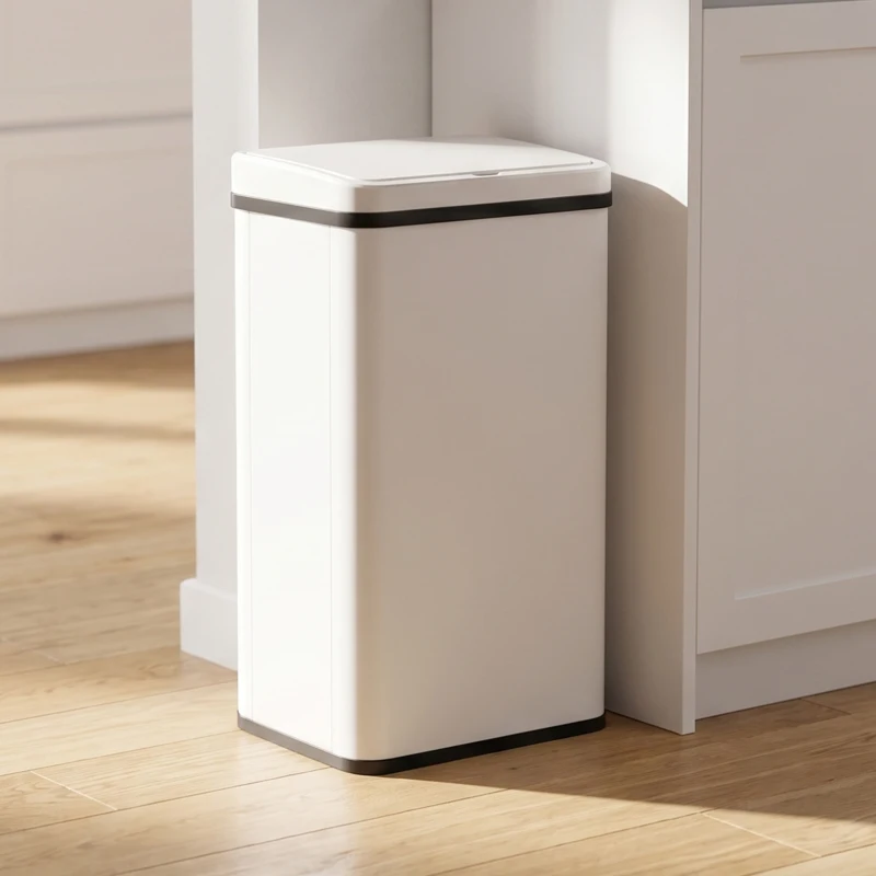 HOMCOM 40L Sensor Bin with Soft-Close Lid, Stainless Steel Automatic Touchless Motion Sensor Kitchen Bin, White