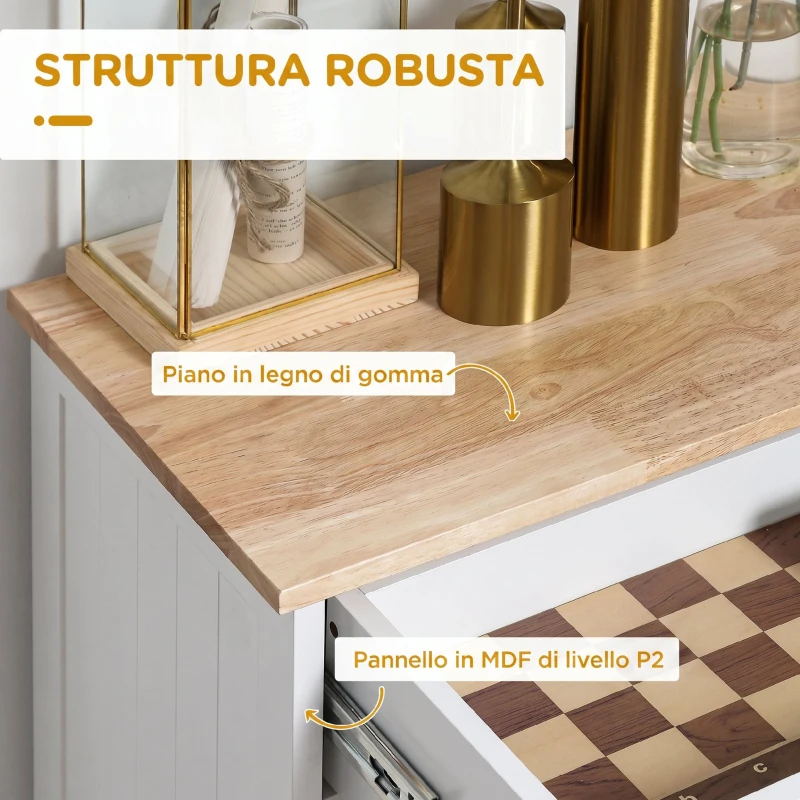 HOMCOM Credenza Cucina, Mobile Cucina con Supporto per Bidoni della Spazzatura da 38 Litri, Cassetto, Bianco