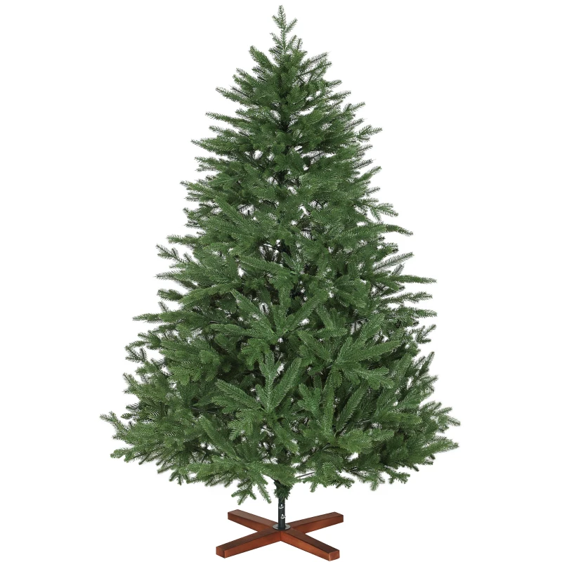 HOMCOM Künstlicher Weihnachtsbaum, realistisches Aussehen, klappbare Zweige, Holzsockel