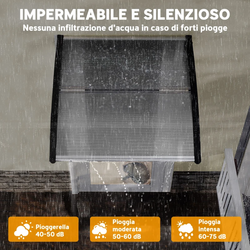 Outsunny Tettoia da Esterno in Policarbonato per Porte e Finestre, 103x96.5x27cm, Trasparente