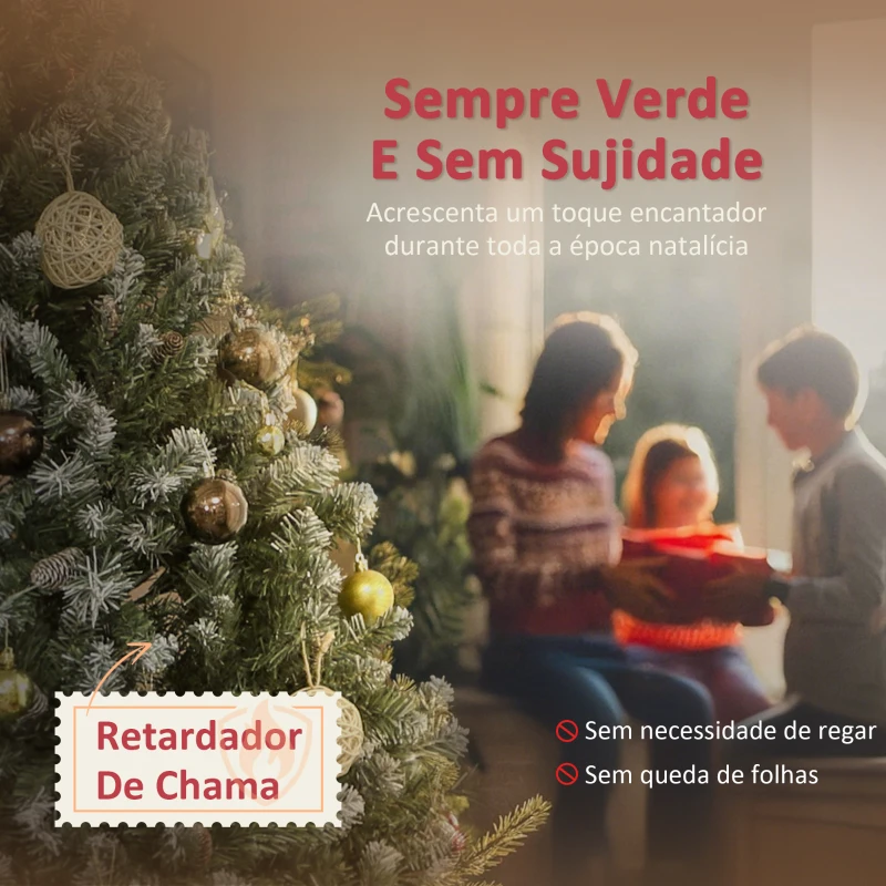 HOMCOM Árvore de Natal Artificial 150 cm Árvore de Natal com 581 Ramos com Efeito Neve 44 Pinhas Verde