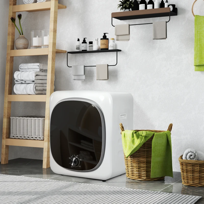 HOMCOM Sèche linge à évacuation électrique 800 W 4 Kg avec 5 modes de séchage, cuve en acier inoxydable, charge frontale