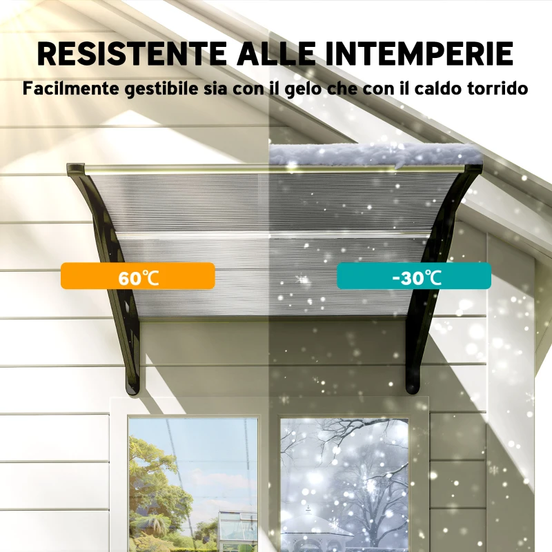 Outsunny Tettoia da Esterno in Policarbonato per Porte e Finestre, 103x96.5x27cm, Trasparente