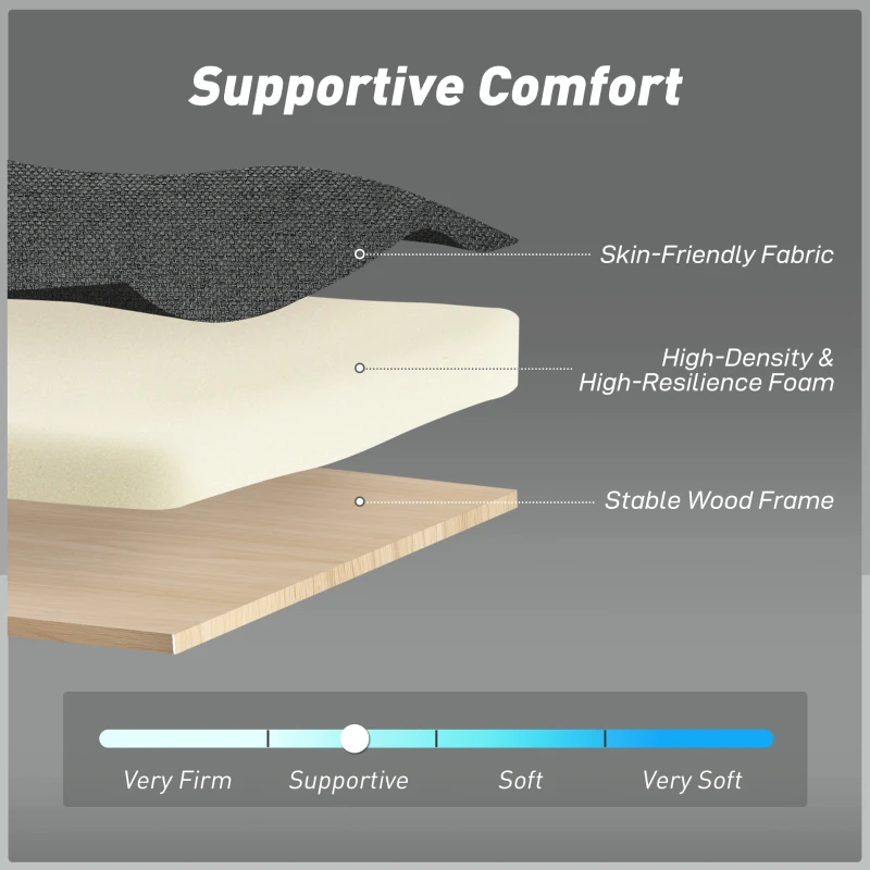 HOMCOM Three-Way Two-Seater Sofa Bed - Charcoal Grey