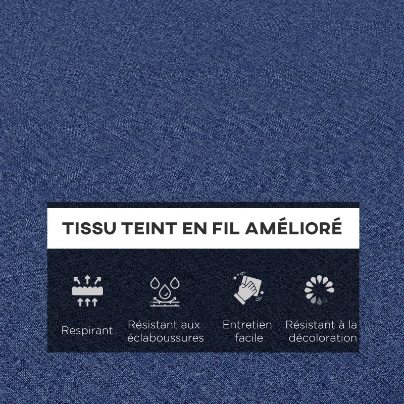 Outsunny Lot de 2 Matelas pour Chaise Longue transat Bain de Soleil avec Sangles d'attache pour Jardin Bleu