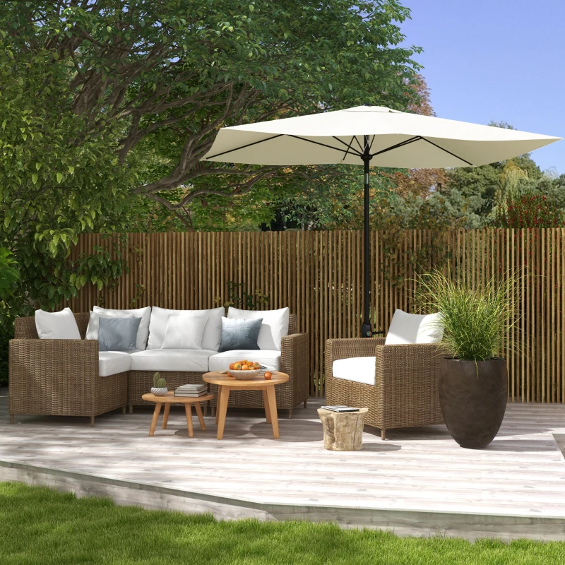 Outsunny Parasol rectangulaire inclinable 2 x 3 m avec manivelle toile polyester imperméabilisée haute densité 180 g/m² beige