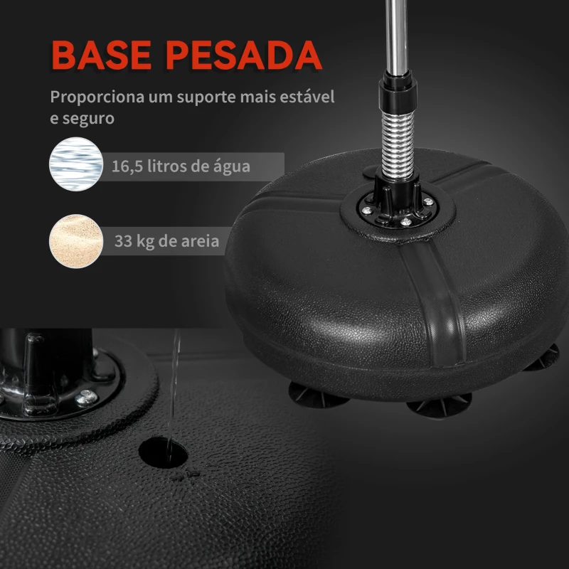 HOMCOM Saco de Boxe de Pé com Altura Ajustável de 4 Níveis Base Preenchida Luvas e Inflador Ø45x133-151 cm Preto