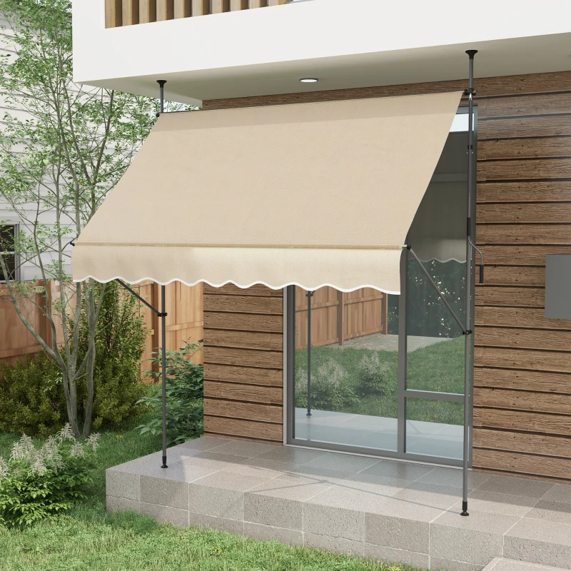Outsunny Store banne autoportant manuel rétractable 2,5L x 1,2l x 2,1-3H m inclinaison réglable métal alu polyester sable
