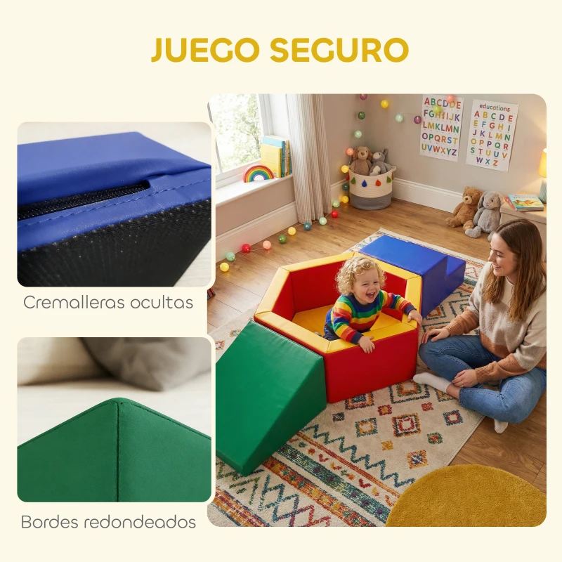 AIYAPLAY Juego de Bloques de Espuma para Niños Bloques de Psicomotricidad de Suave PU Set de Escalada para Escalar Multicolor