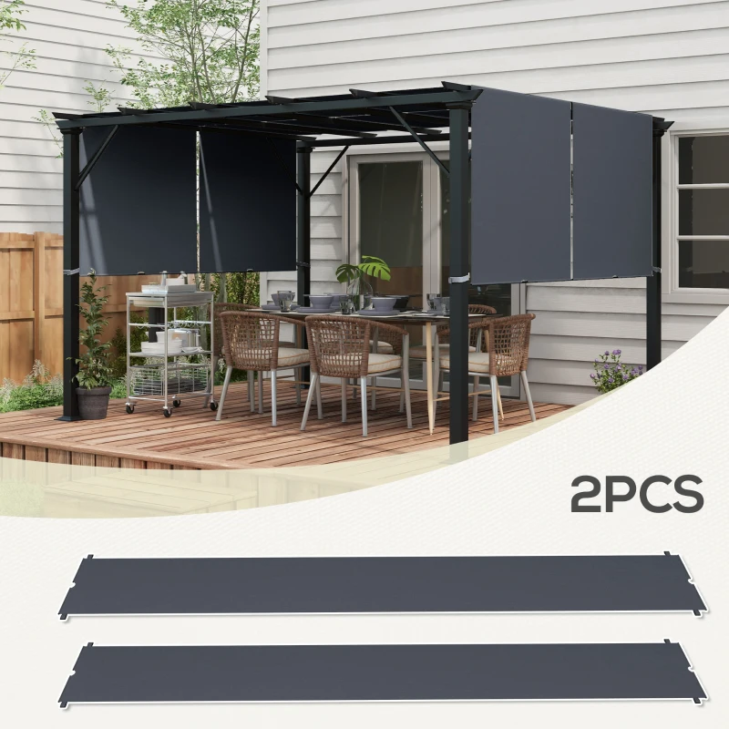 Outsunny Ersatzdach für Pergola mit UV-Schutz, Sonnensegel für Terrassenüberdachung für 3 x 3 m Pavillon, Dunkelgrau