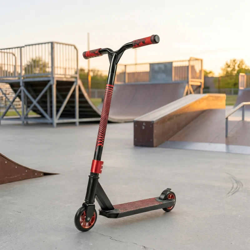 SPORTNOW Trotinete Acrobática com Guiador 360° Rolamentos ABEC-9 Rodas de PU de 120 mm Estrutura de Alumínio 66x47x81 cm Vermelho