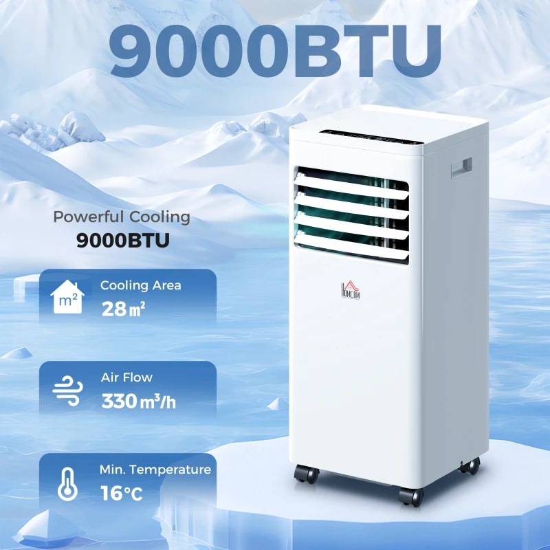 HOMCOM Portable Air Conditioner 9000 BTU, Air Conditioning Unit with Digital Display for Room up to 28㎡