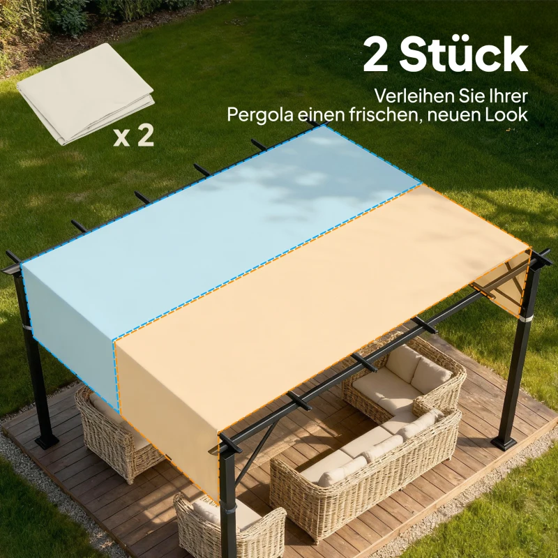 Outsunny Ersatzdach für Pergola mit UV-Schutz, Sonnensegel für Terrassenüberdachung für 3 x 3 m Pavillon, Cremeweiß