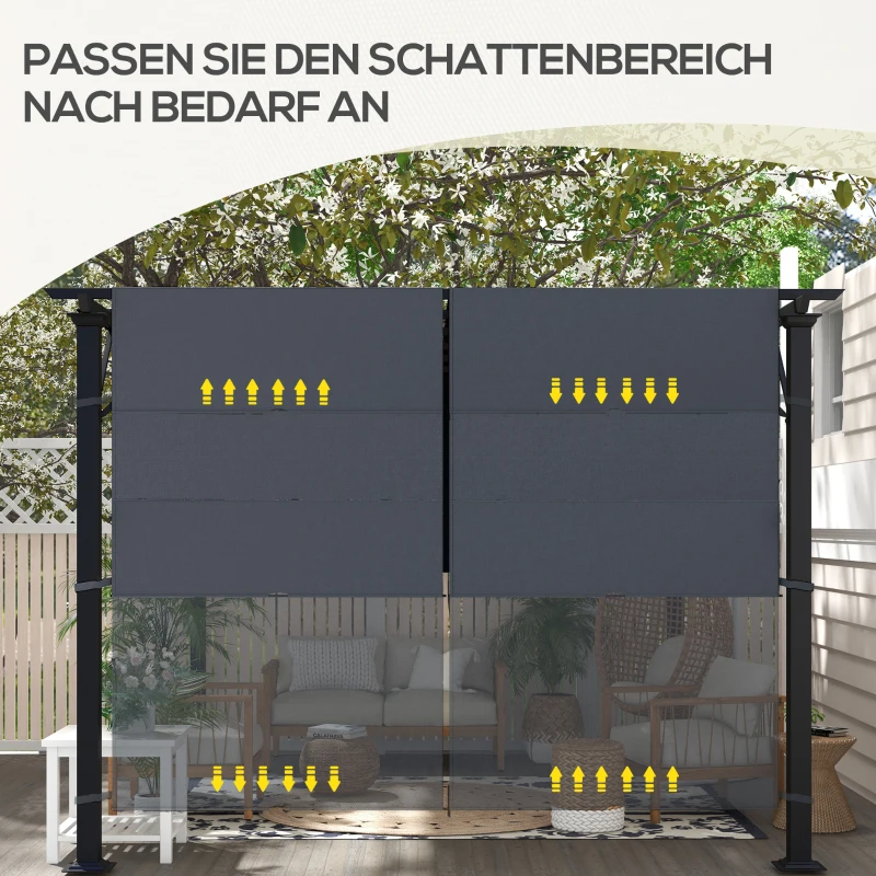 Outsunny Ersatzdach für Pergola mit UV-Schutz, Sonnensegel für Terrassenüberdachung für 3 x 3 m Pavillon, Dunkelgrau