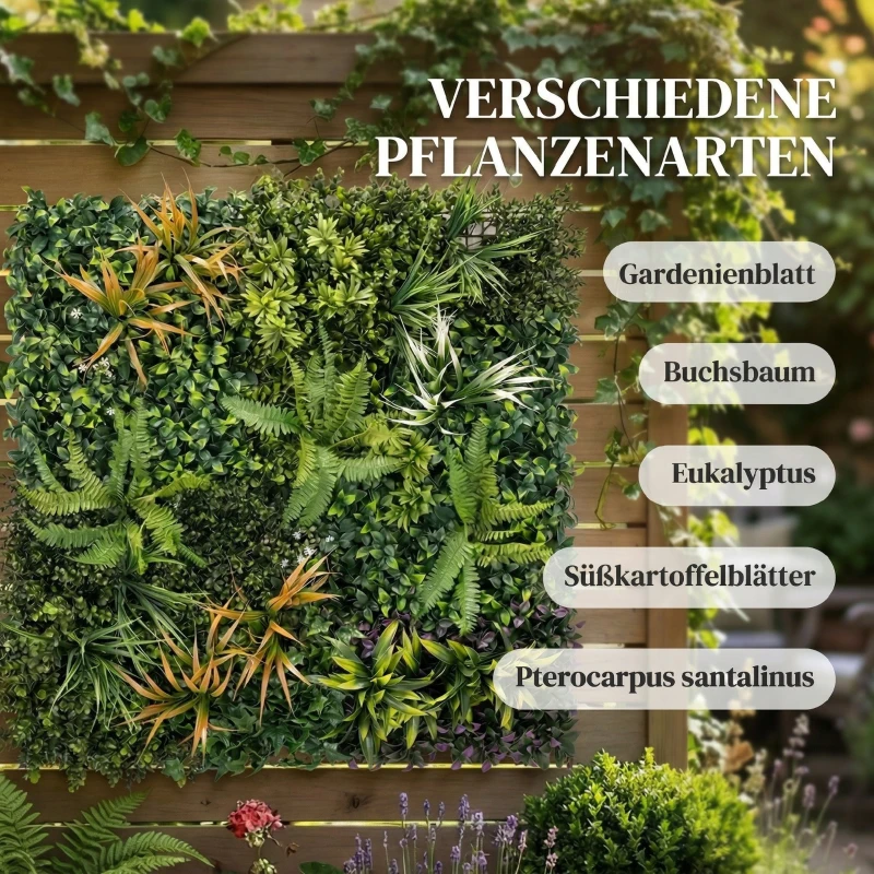 Outsunny Künstlicher Hecken Sichtschutz, 100 x 100 cm künstliche Graswand-Dekoration mit Verbindungsbindern, UV Schutz