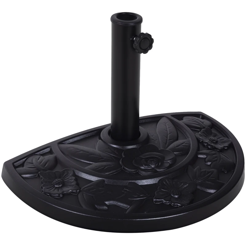 Outsunny Soporte para Parasol Peso 9 kg en Forma de Semicírculo para Poste de Paraguas de Ø3,8 cm y Ø4,8 cm 50x31x32 cm Negro