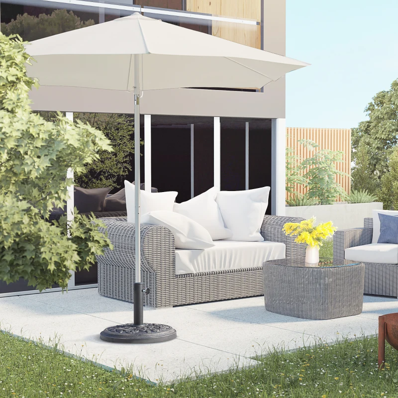 Outsunny Pied de parasol rond 9 kg support parasol résine motif roses pour terrasse piscine Ø 45,5 x 31 cm bronze