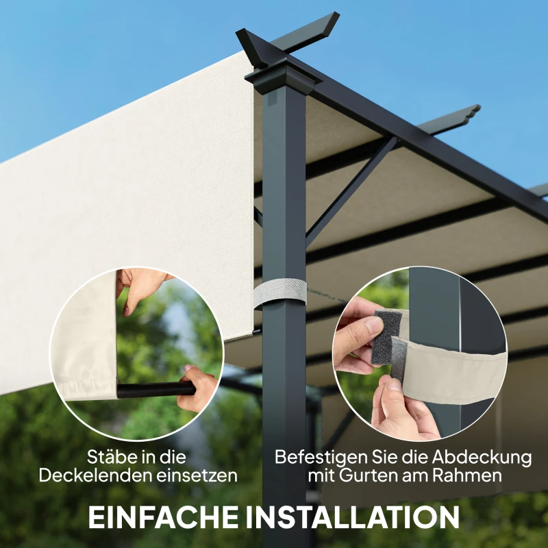 Outsunny Ersatzdach für Pergola mit UV-Schutz, Sonnensegel für Terrassenüberdachung für 3 x 3 m Pavillon, Cremeweiß