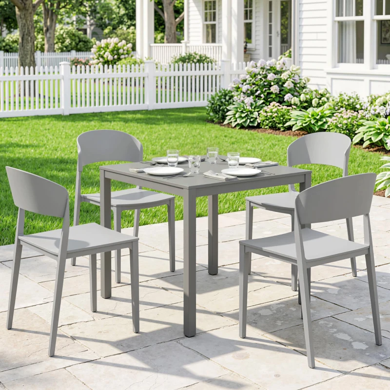 Outsunny Set 4 Sedie Giardino Outsunny, Impilabili, Struttura pp Adatte per Tutte le Stagioni