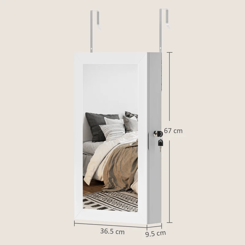 HOMCOM Jewelry Cabinet, Jewelry Storage Cabinet with Mirror, White