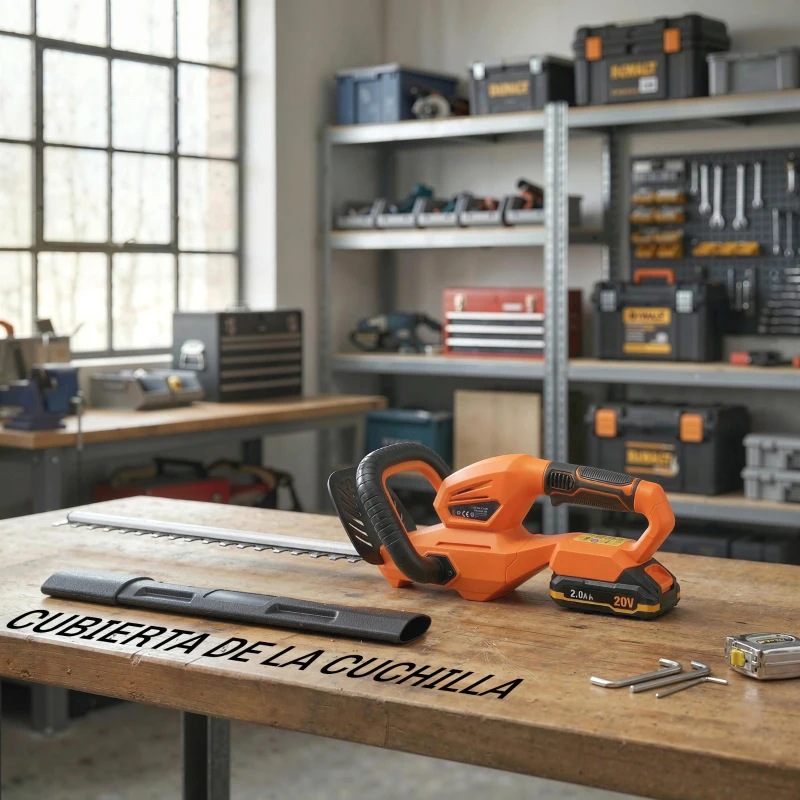 Outsunny Cortasetos Batería 18V con Batería de 2000mAh Hoja de Doble Acción 51 cm Motor sin Escobillas y Cargador Naranja