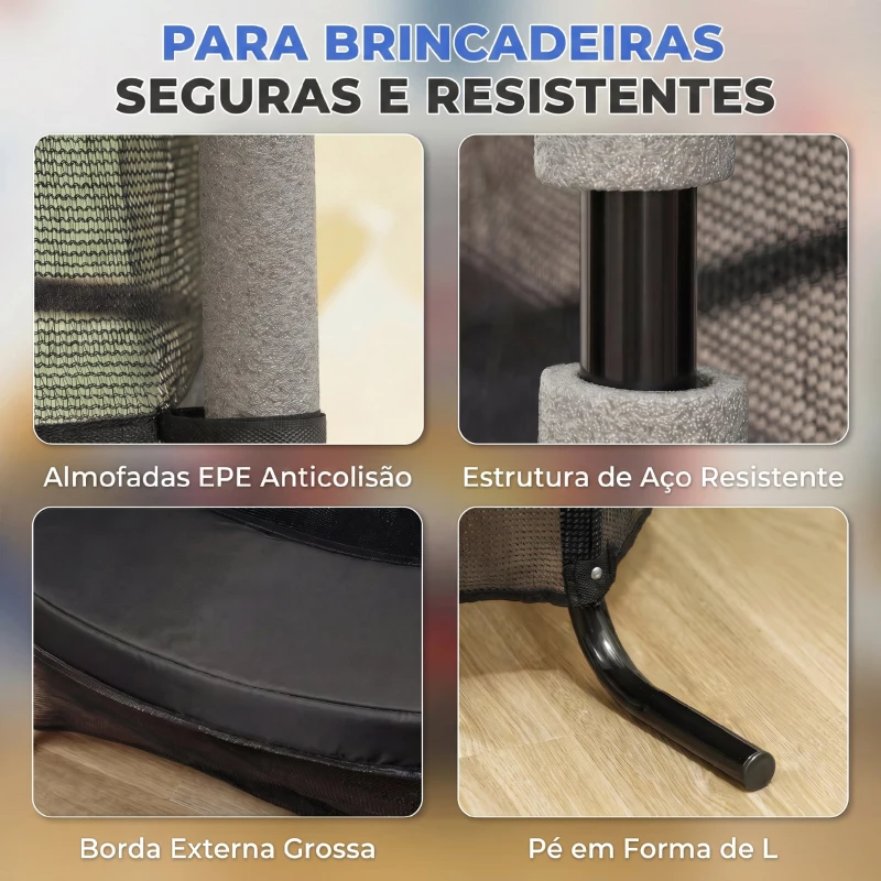 HOMCOM Trampolim para Crianças com Rede de Segurança e Estrutura de Aço para Interiores e Exteriores Carga 50 kg Ø163x190 cm Preto