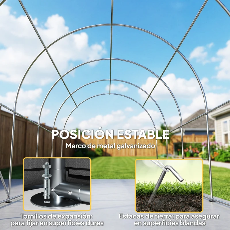 Outsunny Garaje Exterior para Coche 3x6 m Impermeable con Tejido PE Resistente Marco de Metal Galvanizado UPF 30+ Gris Oscuro