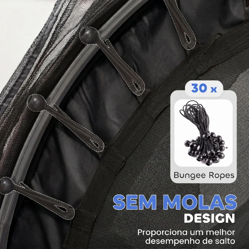 HOMCOM Trampolim para Crianças com Rede de Segurança e Estrutura de Aço para Interiores e Exteriores Carga 50 kg Ø163x190 cm Preto