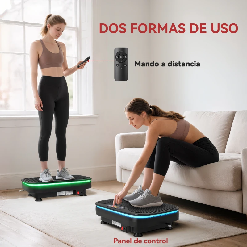 SPORTNOW Plataforma Vibratoria con 99 Velocidades 3 Programas Altavoz Bluetooth Pantalla LED Mando a Distancia Bandas Elásticas