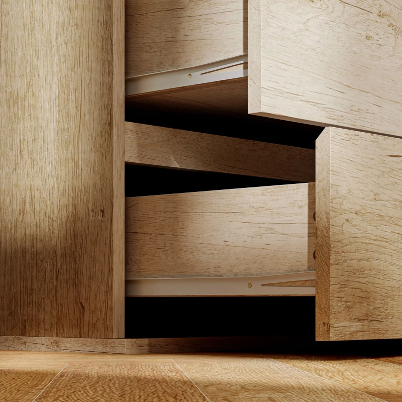 HOMCOM Cómoda 4 Cajones para Dormitorio Moderna Diseño sin Tiradores para Comedor Entrada 60x40x80 cm Madera Natural