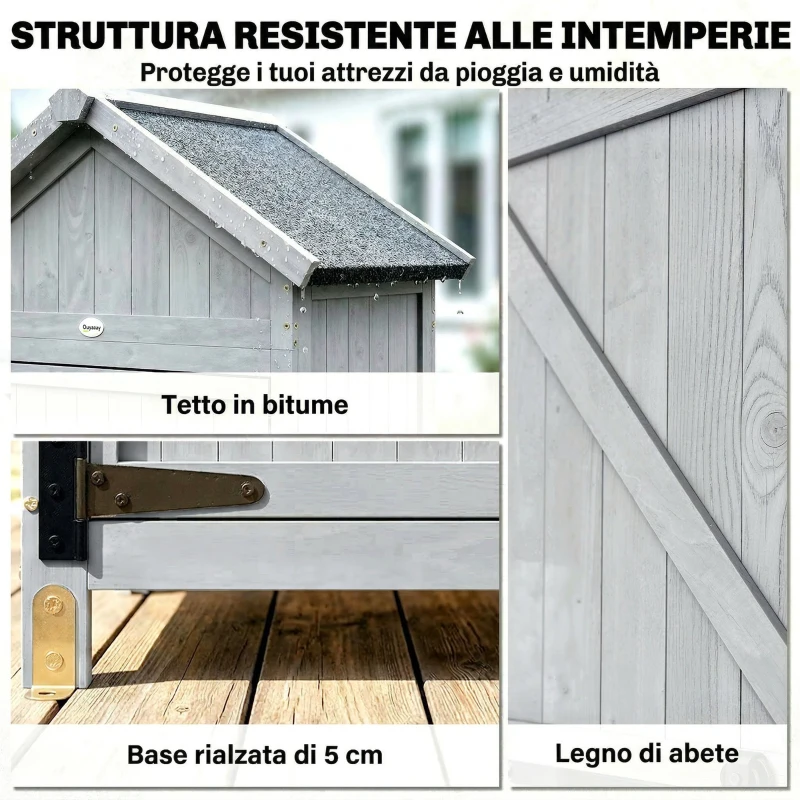 Outsunny Casetta In Legno, 77x52.5x178cm, Armadio con Banco Lavoro Ribaltabile