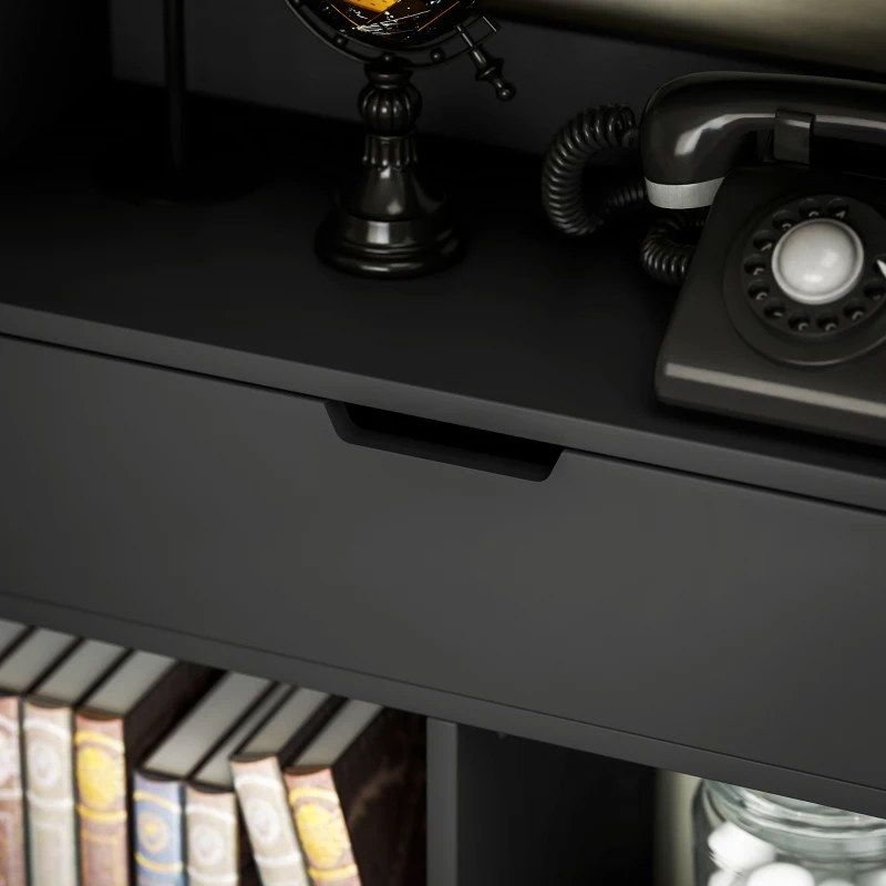 HOMCOM Bibliothèque meuble de rangement avec tiroir et étagères ouvertes, 60 x 26 x 158 cm, noir