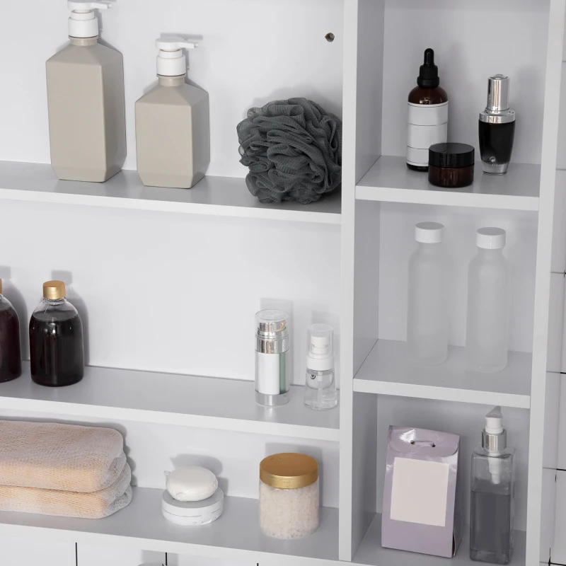 kleankin Wall Mounted Medicine Cabinet, Bathroom Mirror Cabinet with Mirrored Door, Shelves and Storage Cupboard, White
