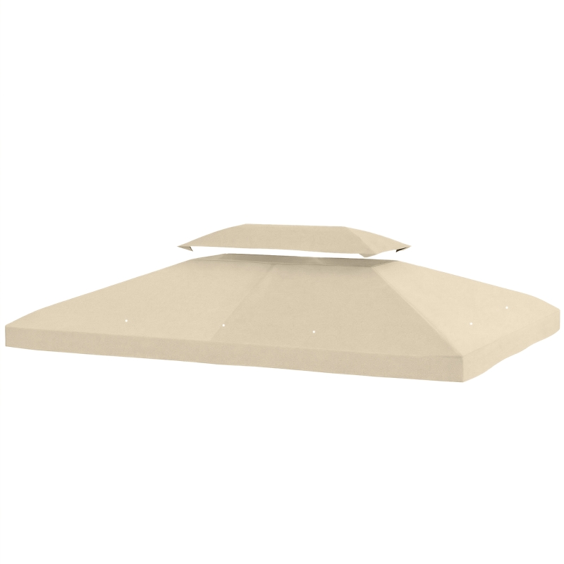 Outsunny Toldo de Recambio 4x3 m con Techo Doble Orificios de Drenaje y Protección UV Solo Toldo NO Incluye Marco Blanco Crema