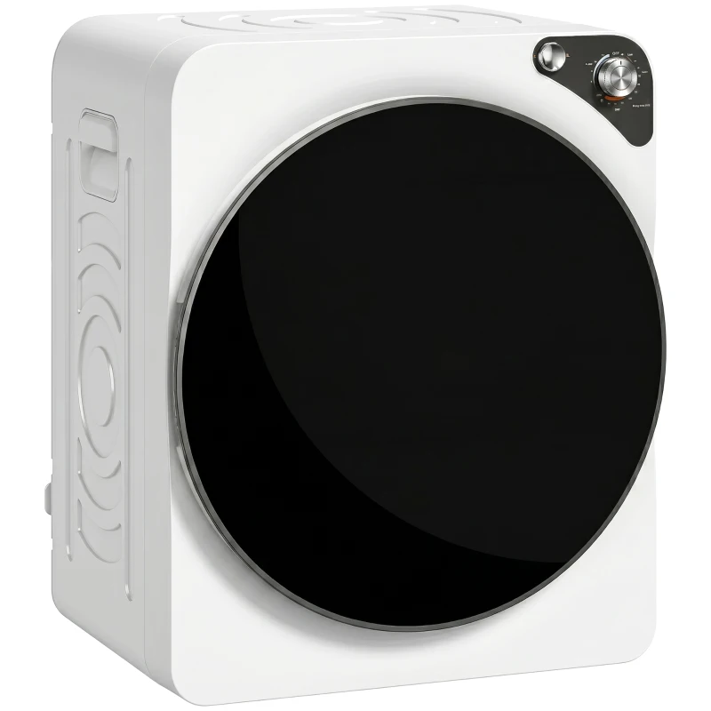 HOMCOM Mini sèche-linge portable 5 kg, 5 programmes, 1000W, jusqu'à 60℃, minuterie, tambour en acier inoxydable, pour la maison, Blanc