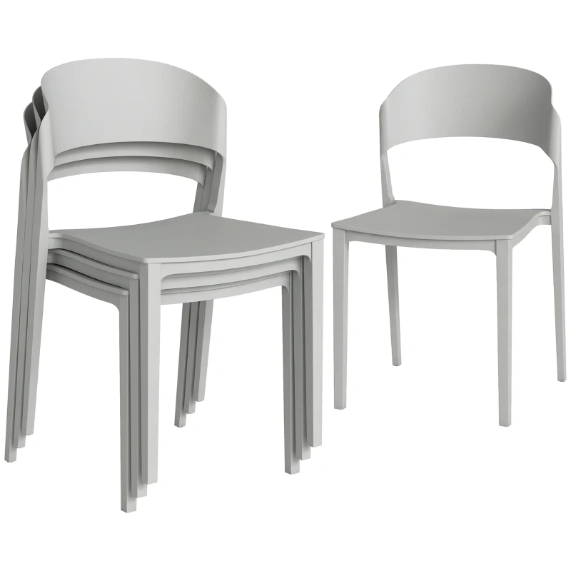 Outsunny Set 4 Sedie Giardino Outsunny, Impilabili, Struttura pp Adatte per Tutte le Stagioni
