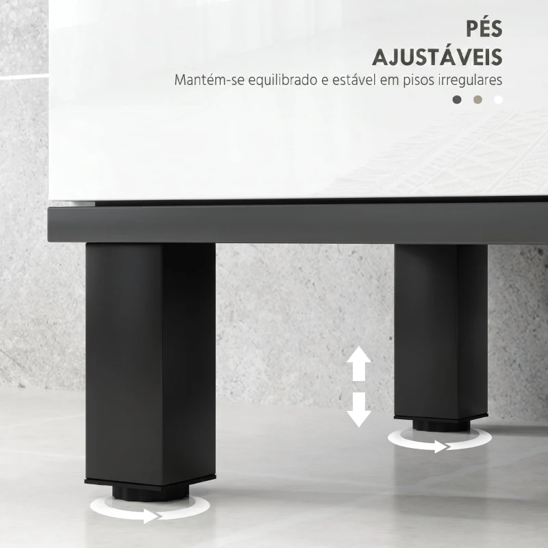 HOMCOM Móvel de Lavatório com 2 Portas e Prateleira Ajustável para Lavatório com ou sem Pedestal 60x34x70 cm Branco Brilhante