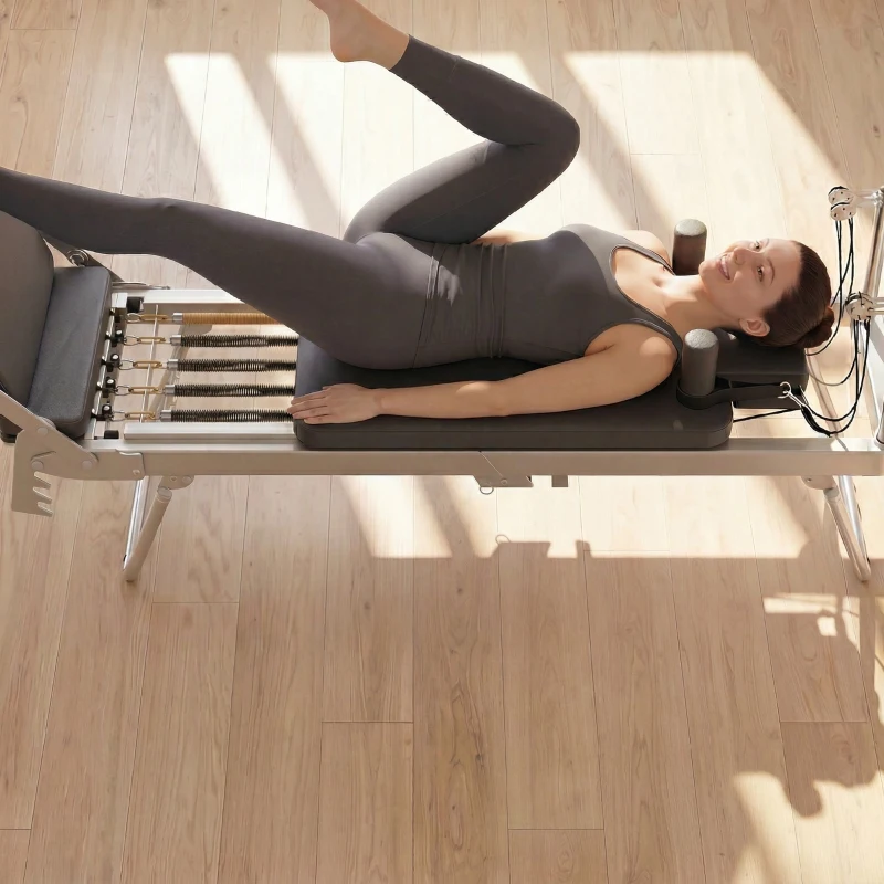 SPORTNOW Reformer Pilates Pieghevole per Casa con 2 Bande Elastiche