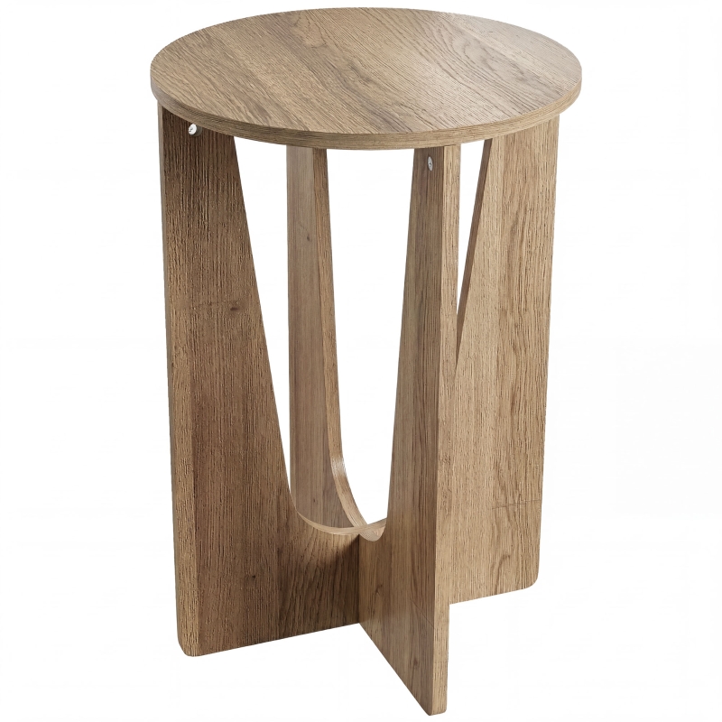 HOMCOM End Table Compact Round Side Table with Curved Legs in Coffee Wood Effect