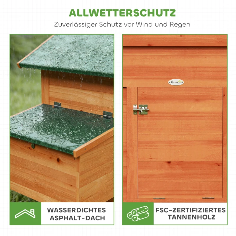 PawHut Hühnerstall Hühnerhaus aus Holz mit Nistkasten 2 Sitzstangen Rampe Fenster wasserdichtem Dach 113,5x67,5x95,5 cm Orange