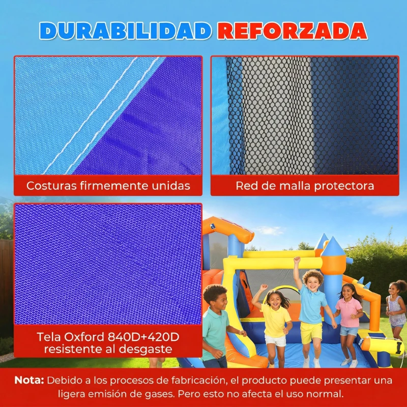 AIYAPLAY Castillo Hinchable Acuático 8 en 1 con Soplador 550W Tobogán Trampolín Escalada Piscina Portería Canasta Lanzamiento