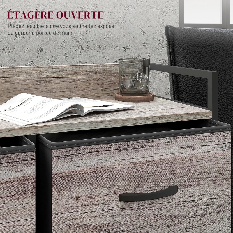 HOMCOM Commode, meuble de rangement pour chambre à 6 tiroirs tissu non tissé, cadre en acier, 79 x 29 x 85 cm, effet bois gris